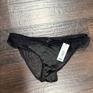 Yandy Black Sheer & Solid Bikini Panty